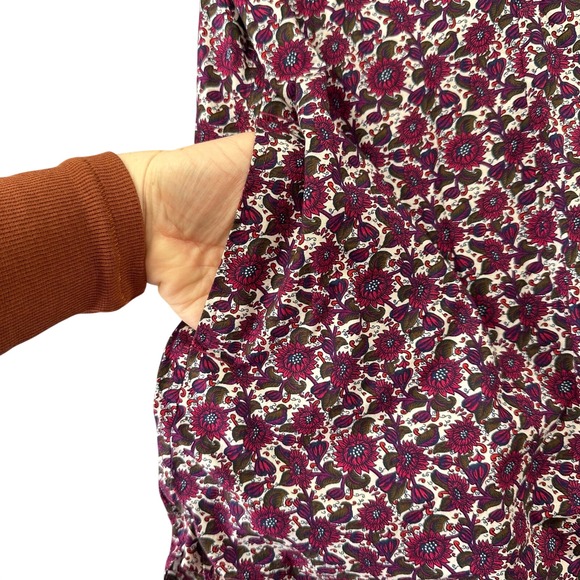 Duluth Trading Co. Womens XL Floral Button Down Tunic Shirt Burgundy Purple - Picture 9 of 10